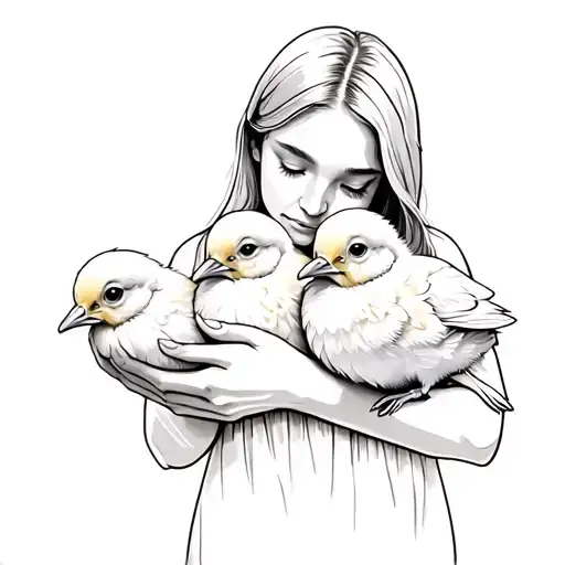 mommy holding baby chicks tattoo design idea