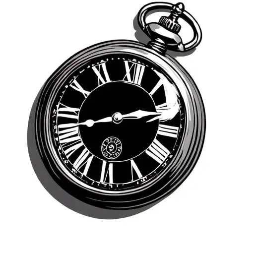 a pocket watch with no hands tattoo design idea