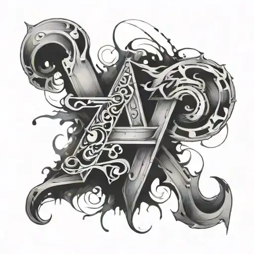 letters A F tearing through skin tattoo design idea