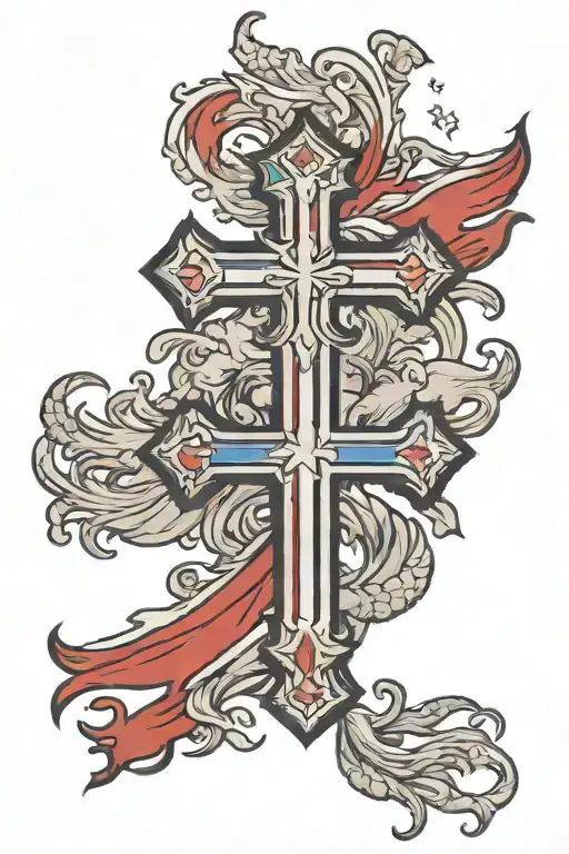 cross with philippine flag design tattoo design idea