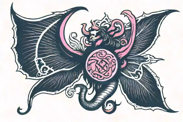 Succubus womb Symbol in hot pink and black tattoo design idea