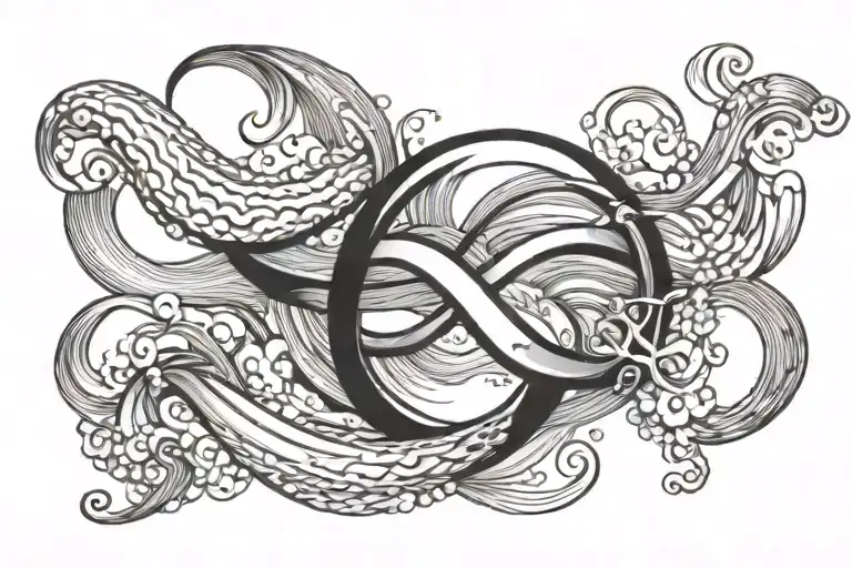 infinity sign wave beach  tattoo design idea