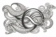 infinity sign wave beach  tattoo design idea