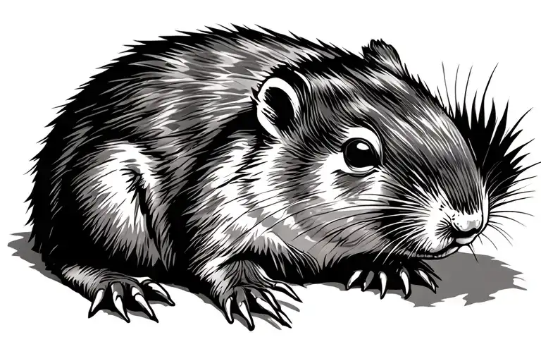 a groundhog napping with its eyes closed tattoo design idea