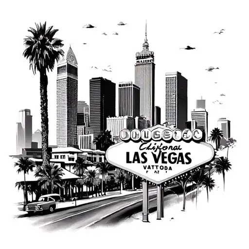 Las Vegas skyline with California inspiration 831 somewhere  tattoo design idea