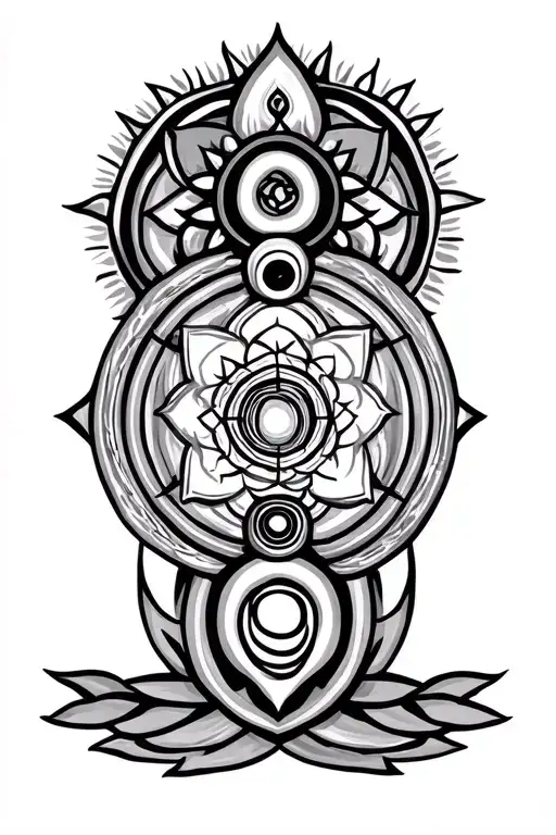 7 chakra symbols tattoo design idea