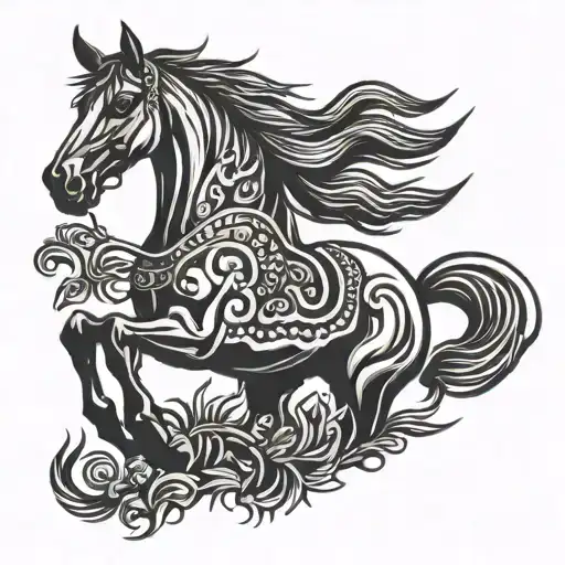 indian horse silhouette tattoo design idea