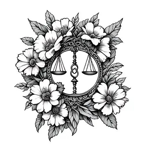 scales ,flowers ,the empress tarot card, infinity symbol tattoo design idea