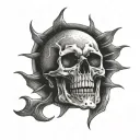 skull open mouth solar eclipse tattoo design idea