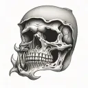 skull open mouth solar eclipse tattoo design idea