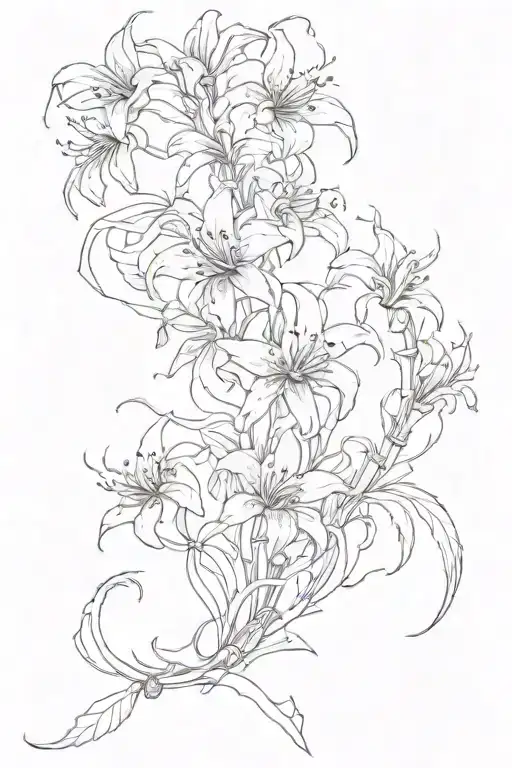 centipede red spiderlily  tattoo design idea