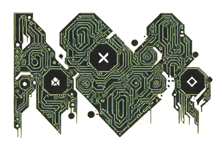 Writing, Braille, combined with printed circuit tracks tattoo design idea