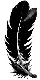 ship map compass small feather pen with ink  tattoo design idea