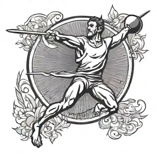track and field javelin thrower that involves christianity tattoo design idea