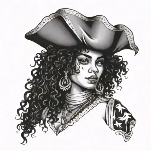 Gypsies Black female pirates with curly hair tattoo design idea