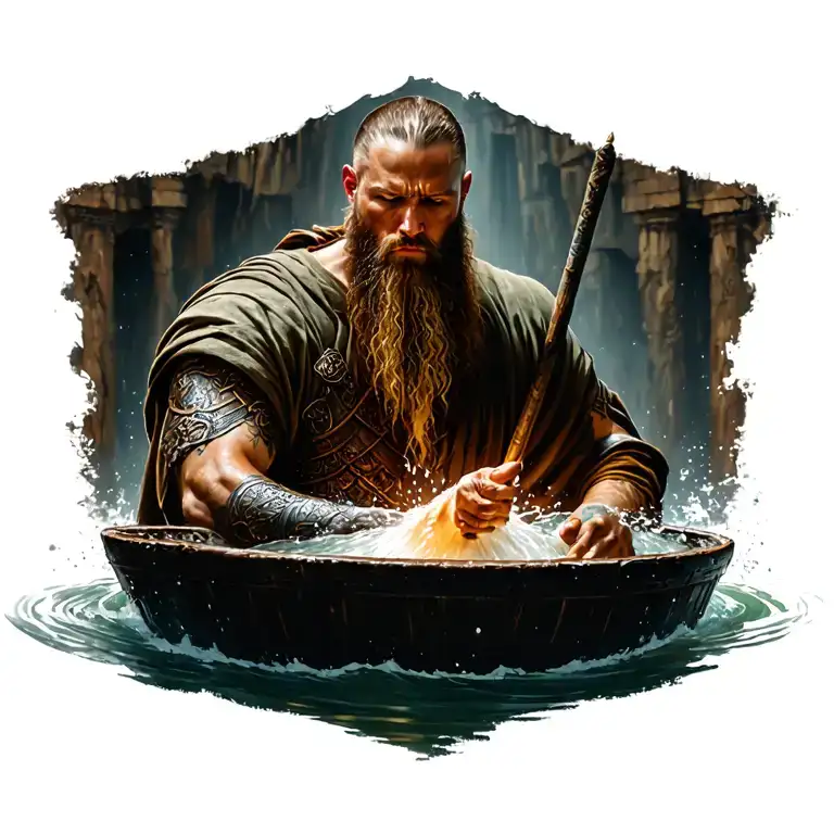 Ragnar lothbrok getting baptized tattoo design idea