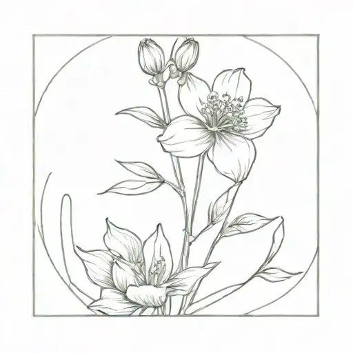 combines march and april birth flower tattoo design idea