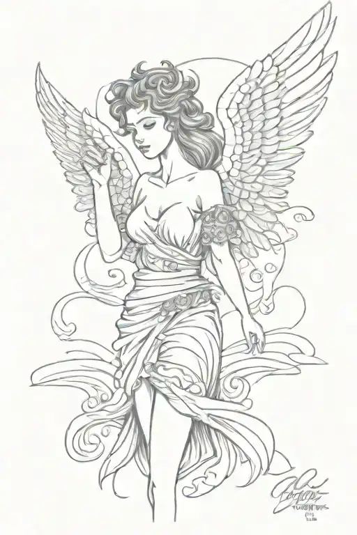 brazil, beach with a angel tattoo design idea