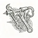 A creative tattoo design combination of tools of gold smithing, the tools must be twisted around each other. tattoo design idea