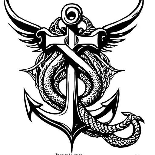 leviathan cross with anchor cross tattoo design idea