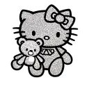 hello kitty holding a teddy bear standing tattoo design idea