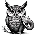 Owl And Elephant tattoo design idea