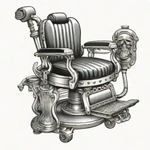 barber chair surrounded tattoo design idea