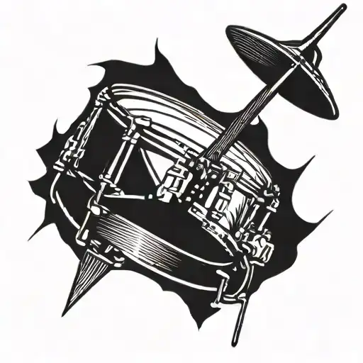 snare drum with drumsticks tattoo design idea