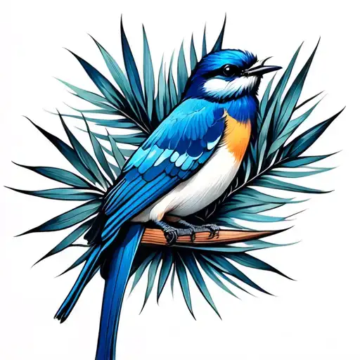 blue bird of paradise tattoo design idea