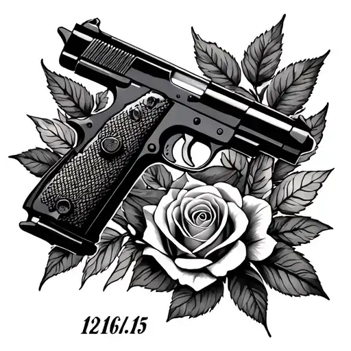 top date 12.16.15, bottom desert egle pistol and rose tattoo design idea