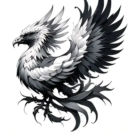 Phoenix Rising From Lotus tattoo design idea