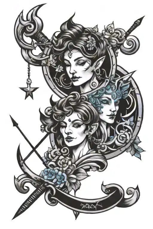 Gemini and Sagittarius tattoo design idea