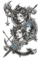 Gemini and Sagittarius tattoo design idea