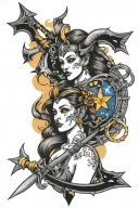 Gemini and Sagittarius tattoo design idea
