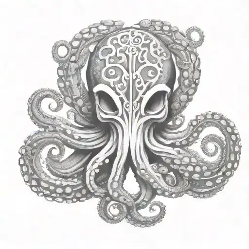 A tattoo design of an octopus inspired by Greek mythology and Viking runes tattoo design idea