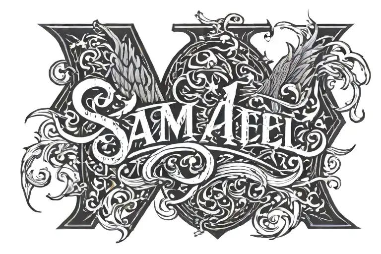 SAMAEL lettering style tattoo design idea