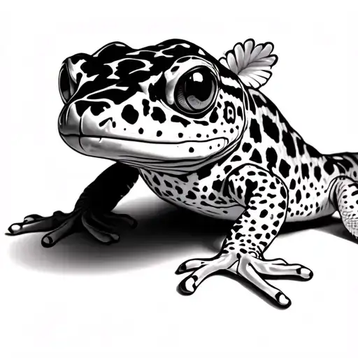 leopard gecko line tattoo design idea