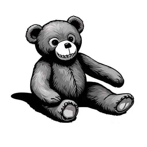 Dead Teddy Bear sitting tattoo design idea