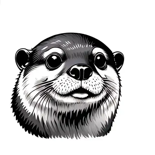 skul half otter face tattoo design idea