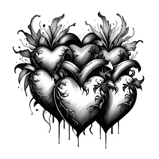 3 Connected Hearts tattoo design idea