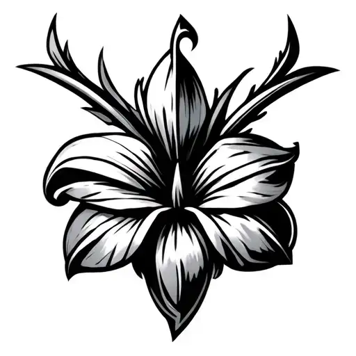 heraldic lily symbol , science symbol, humanist symbol . all this with geometric style tattoo design idea