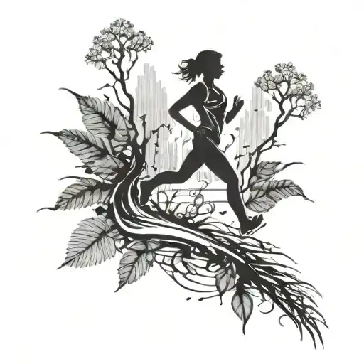 Breakdown, Abstract Touches, Heartbeat Line, Runner's Silhouette, This tattoo represents your love for solitude in natur tattoo design idea