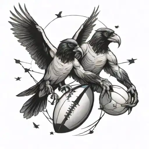 Gemini, crows, football tattoo design idea