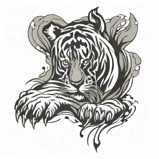 tiger paw print tattoo design idea