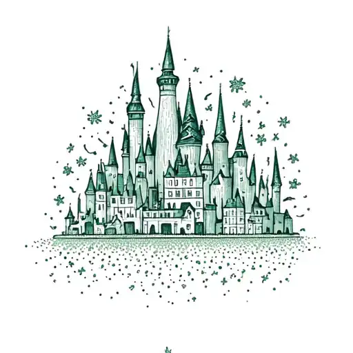 Emerald City from wizard of oz simple small outline tattoo design idea