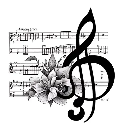 amazing grace sheet music notes tattoo design idea