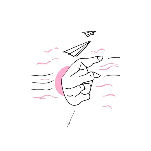 wave, paper plane and pinky promise sign tattoo tattoo design idea
