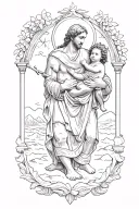 st christopher carrying baby jesus tattoo design idea