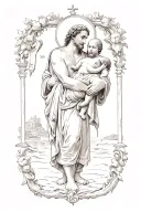 st christopher carrying baby jesus tattoo design idea