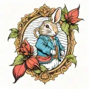 Peter Rabbit and Cardinal bird tattoo design idea